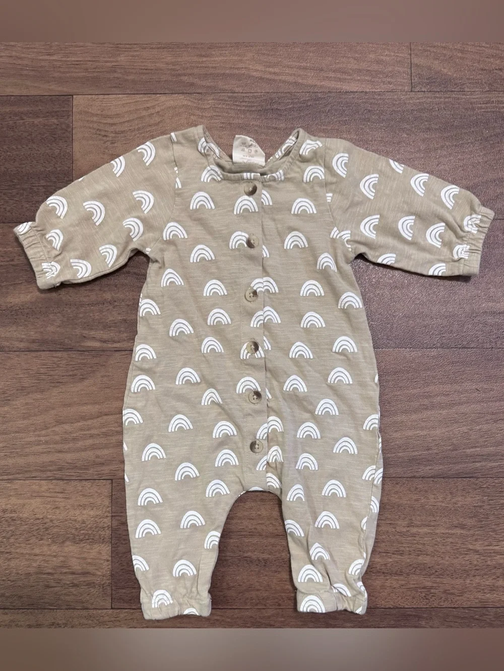 SIIX Tan Rainbow Print Button-Front One-Piece for Kids